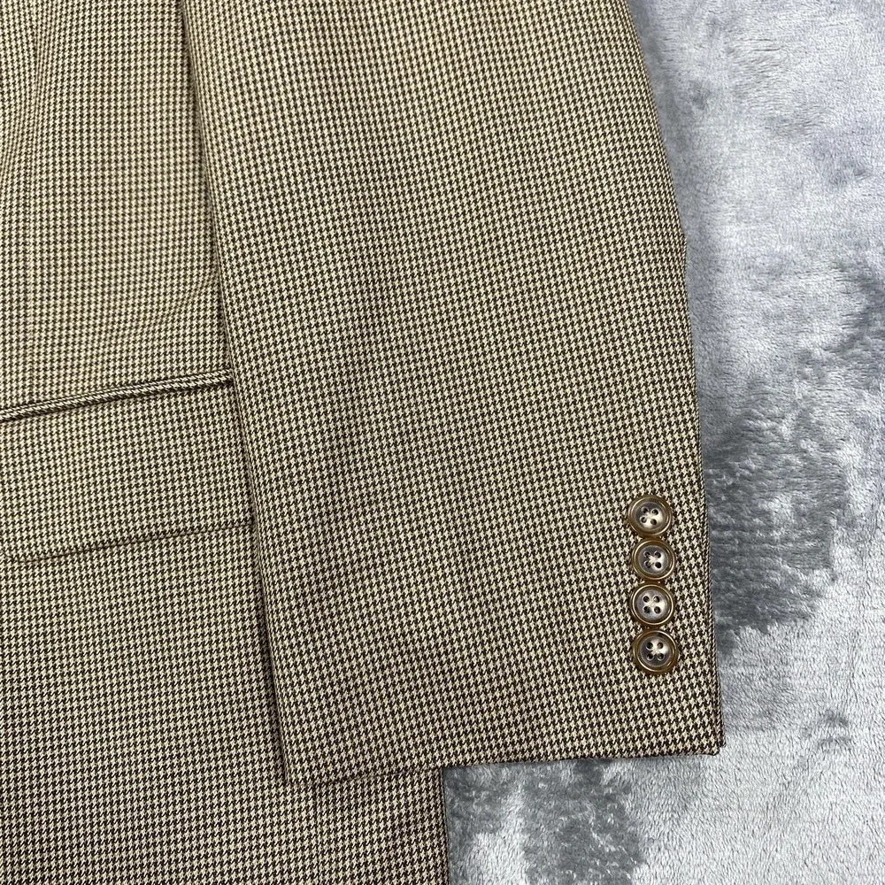 Jos A Bank Blazer Men's 40S Brown Jacket Sport Coat Houndstooth‎ 100% Wool Suit